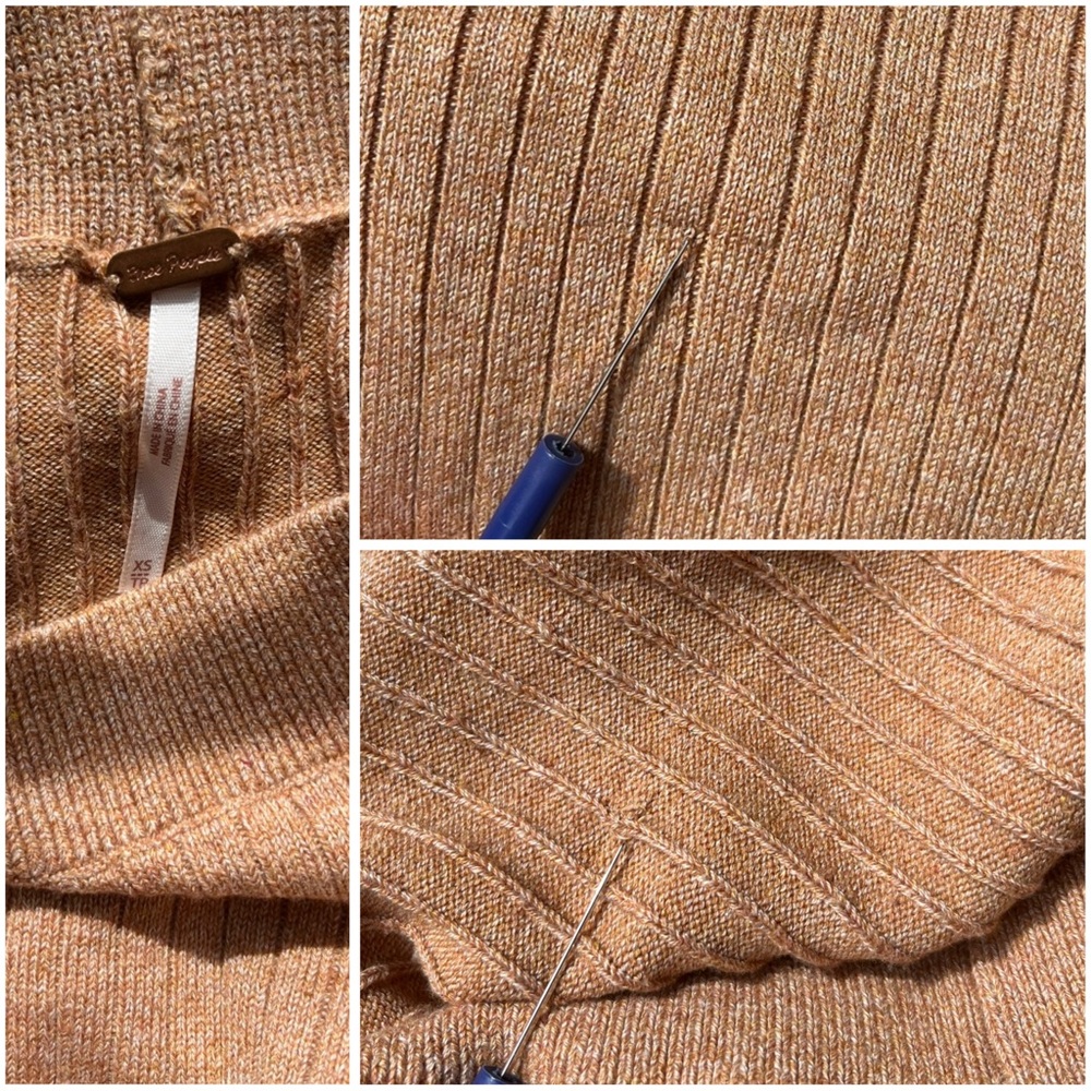 Free People XS Heathered Brown Ribbed Knit Slit Midi Skirt Western Boho Neutral - Picture 14 of 14